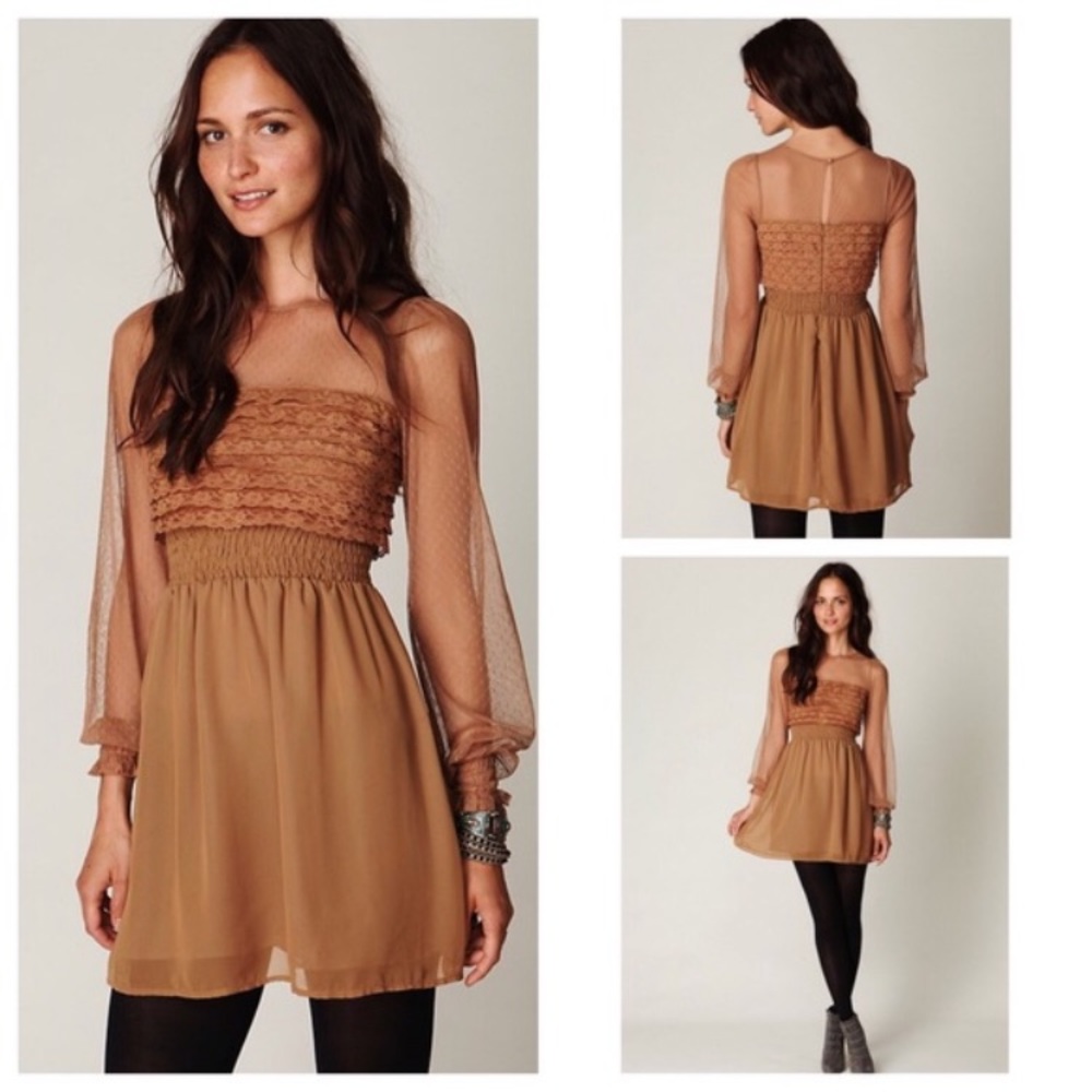 Free People Vintage Lace Long Sleeve Dress